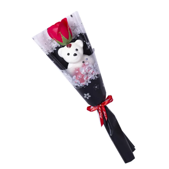 1PCS Romantic Love Gift Happy Valentine'S Day Flowers Rose Teddy Bear