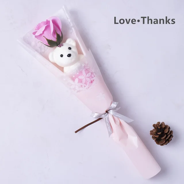 1PCS Romantic Love Gift Happy Valentine'S Day Flowers Rose Teddy Bear